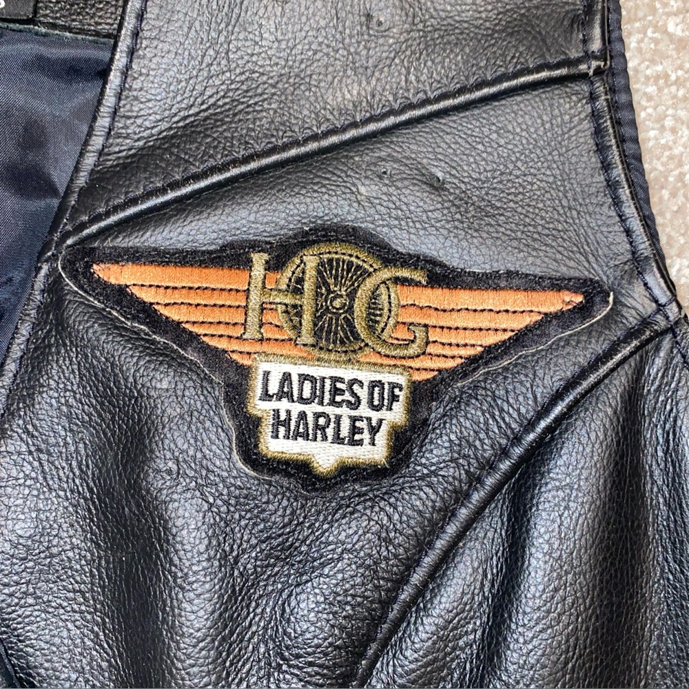 Harley-Davidson Leather Vest Woman's S Black Snap Front Motorcycle Made In USA - Picture 6 of 12